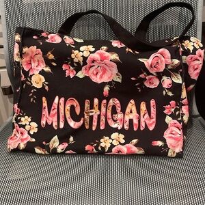 Floral black tote “Michigan” tote bag